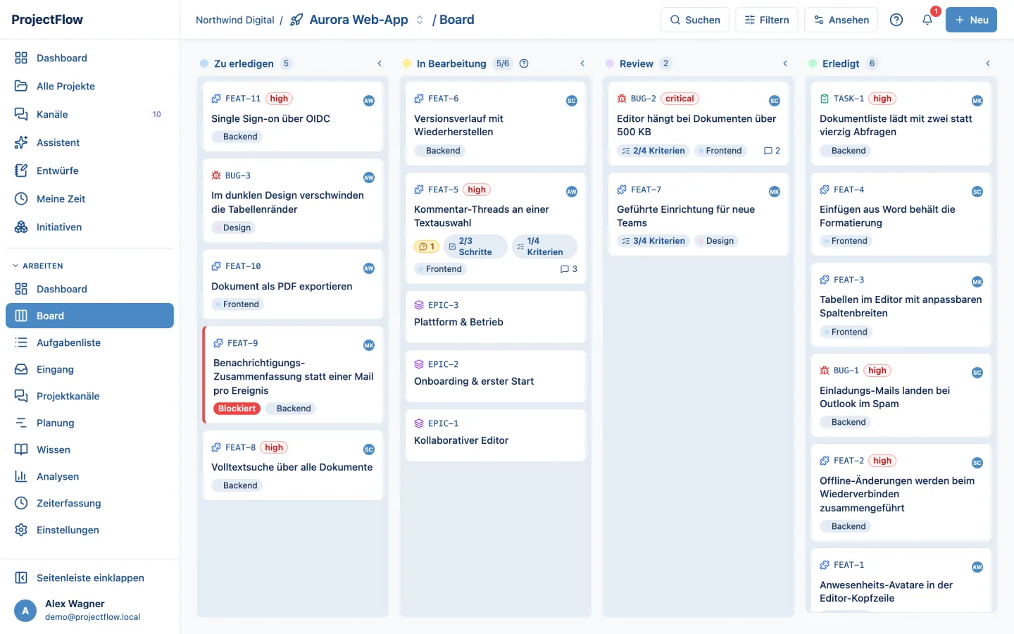 Kanban-Board mit Drag & Drop